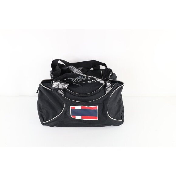 Deadstock Vintage 90s Bugle Boy Spell Out Crest Handle Duffel Bag Gym Bag Black